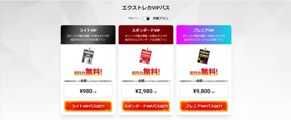 エクストレカのVIPパス