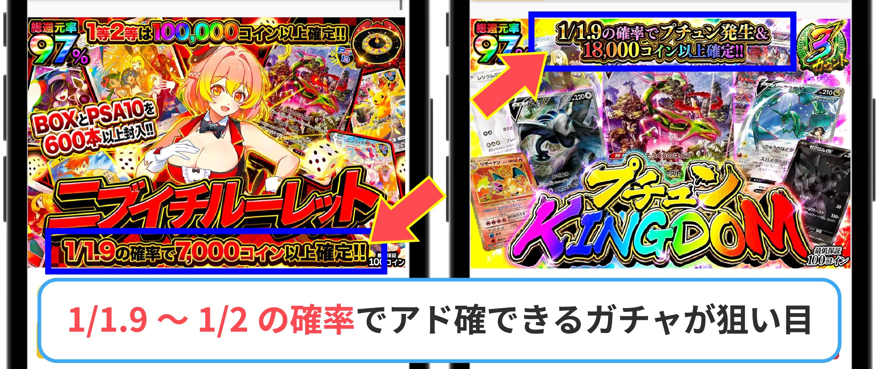 アド確の確率が高いガチャを選ぶ